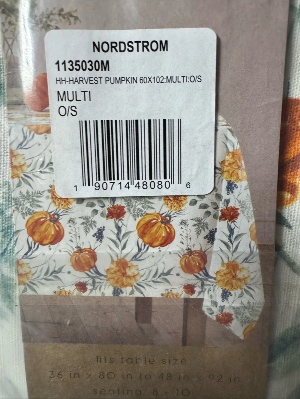 Nordstrom Floral Cotton Tablecloth Harvest Pumpkin